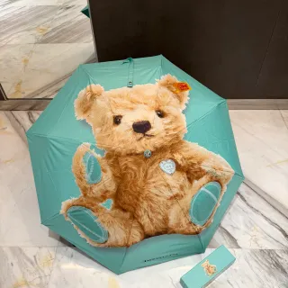 Tiffany & Co. नीला भूरी मुद्रित टेडी बियर मोटिफ छत्र हैंडबैग