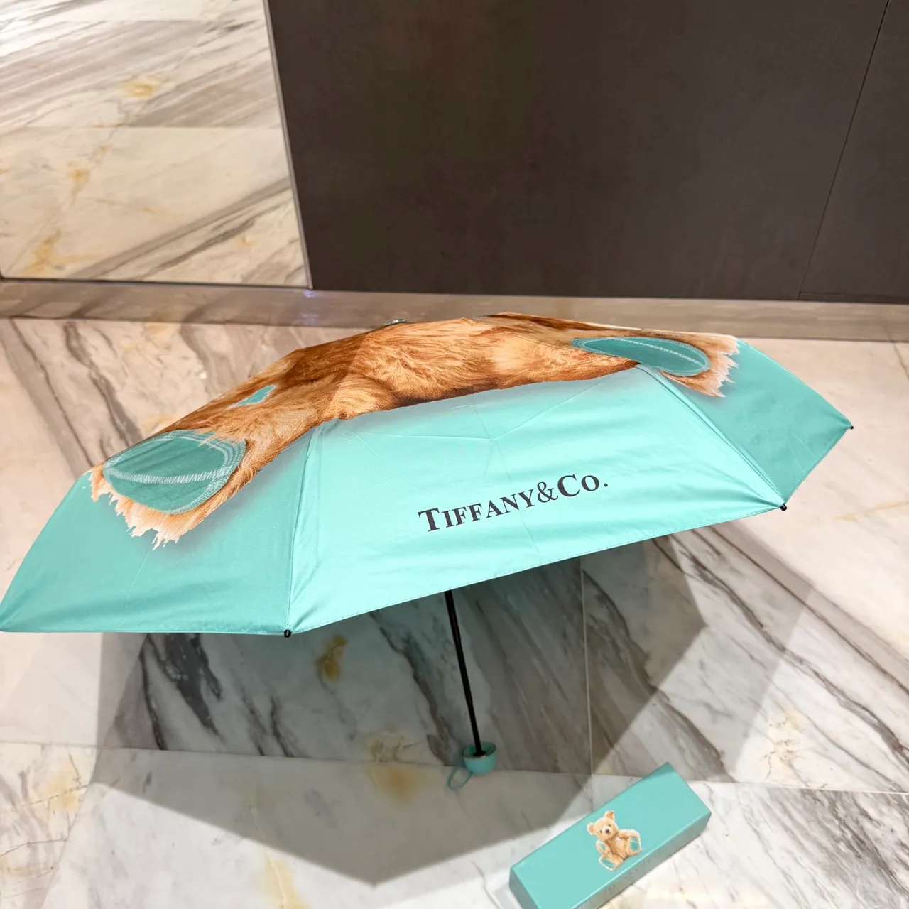 Tiffany & Co. Blue Brown Printed Teddy Bear Motif Canopy Handbag 3