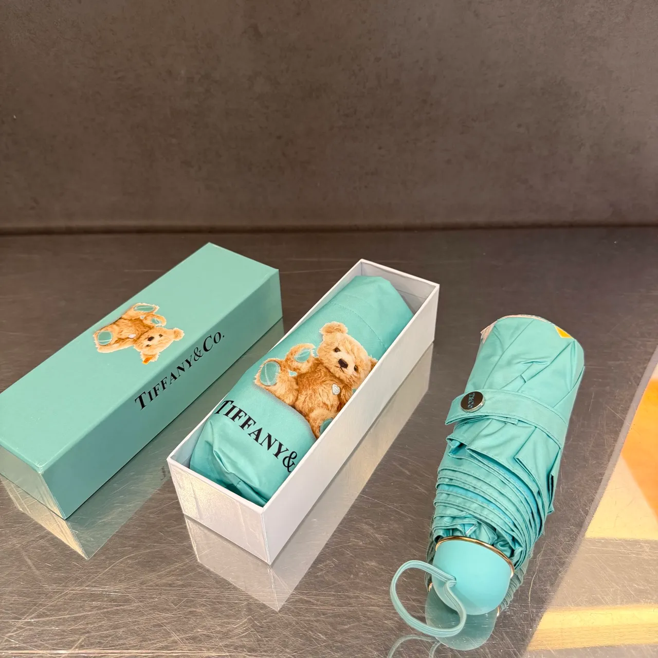 Tiffany & Co. Blue Brown Printed Teddy Bear Motif Canopy Handbag 7