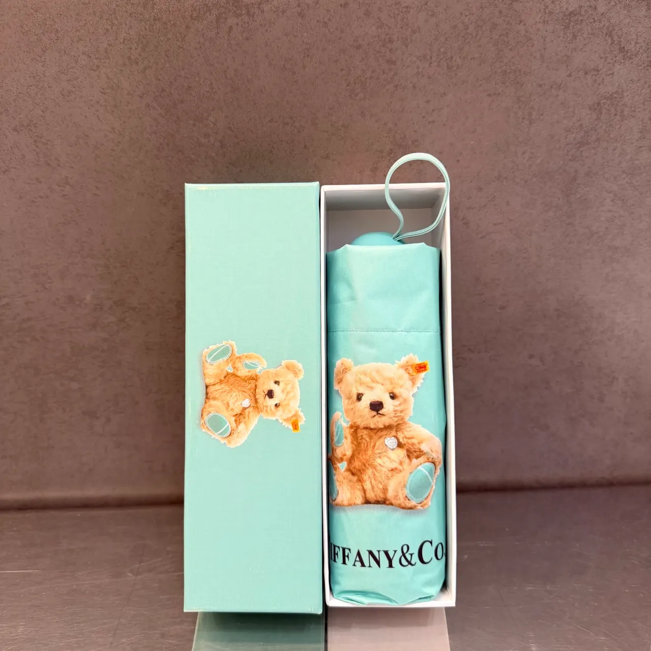 Tiffany & Co. Blue Brown Printed Teddy Bear Motif Canopy Handbag 8