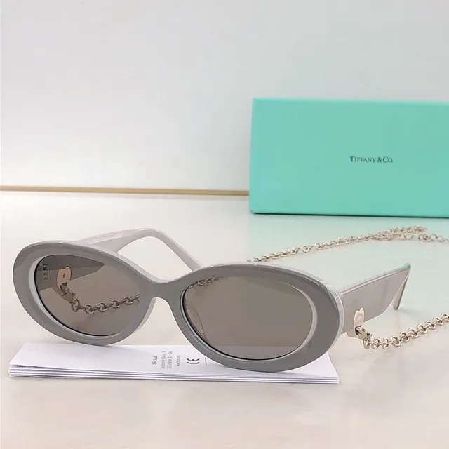 Tiffany & Co. ग्रे चांदी एसिटेट फ्रेम पारदर्शी सफेद आंतरिक रिम सनग्लासेस 9