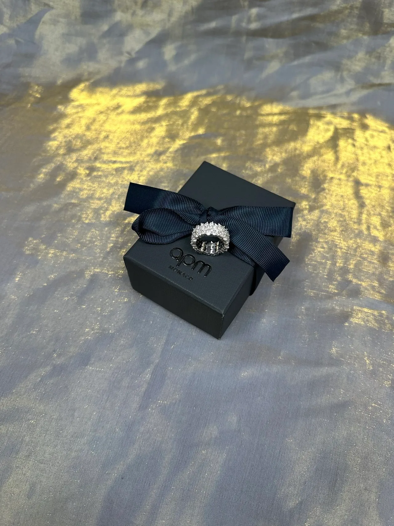 Tiffany & Co. 银蓝色宽 Pavé 带 多行钻石镶嵌戒指 7