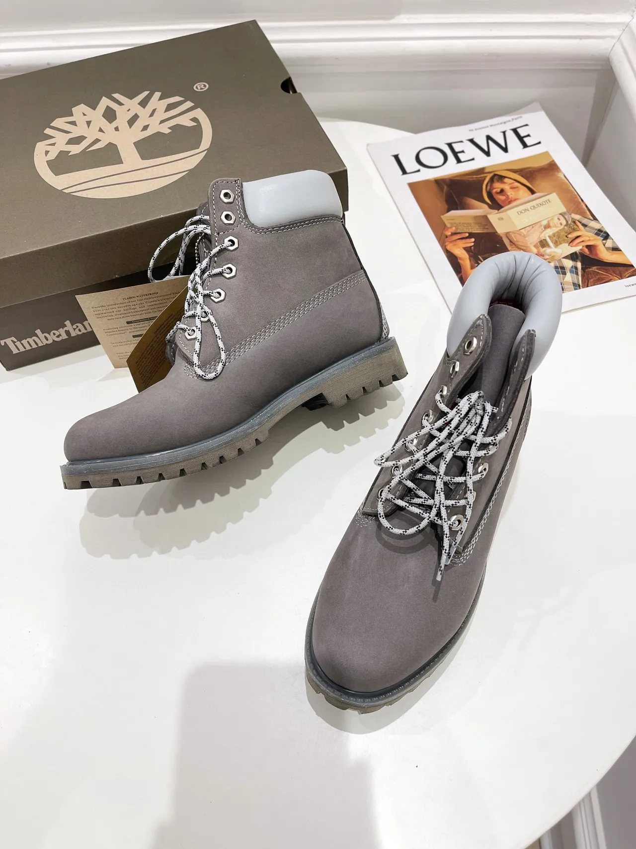 Timberland Premium 6-Inch Gray Suede Work Boots 7