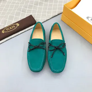 Tod's Green Black Suede Upper Braided Leather Bow Loafer
