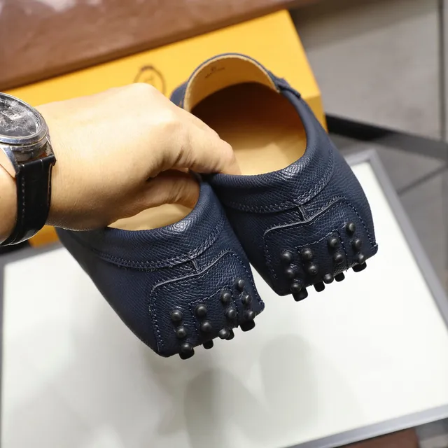 Tod's Horsebit Mocassim Azul Marinho Couro Texturizado Slip-On Loafers 2