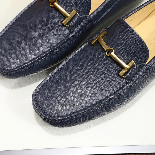 Tod's Horsebit Mocassim Azul Marinho Couro Texturizado Slip-On Loafers 6
