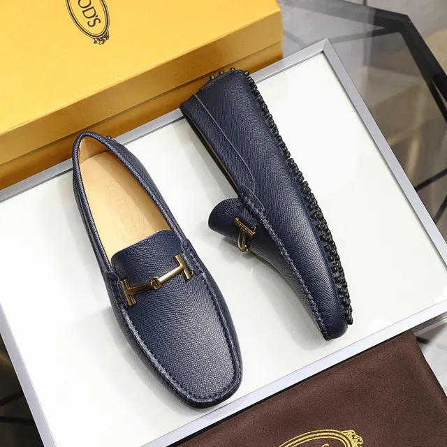 Tod's Horsebit Mocassim Azul Marinho Couro Texturizado Slip-On Loafers 9