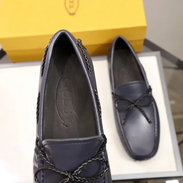 Tod's Loafer Navy Black Leather Braided Rope Bow Loafer 2