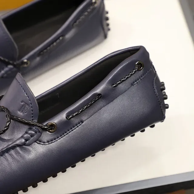 Tod's Loafer Navy Black Leather Braided Rope Bow Loafer 5