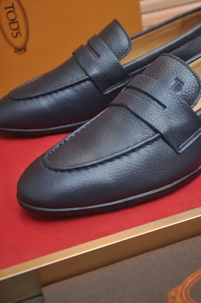 Tod's Penny Loafer Black Pebbled Leather Loafers 2