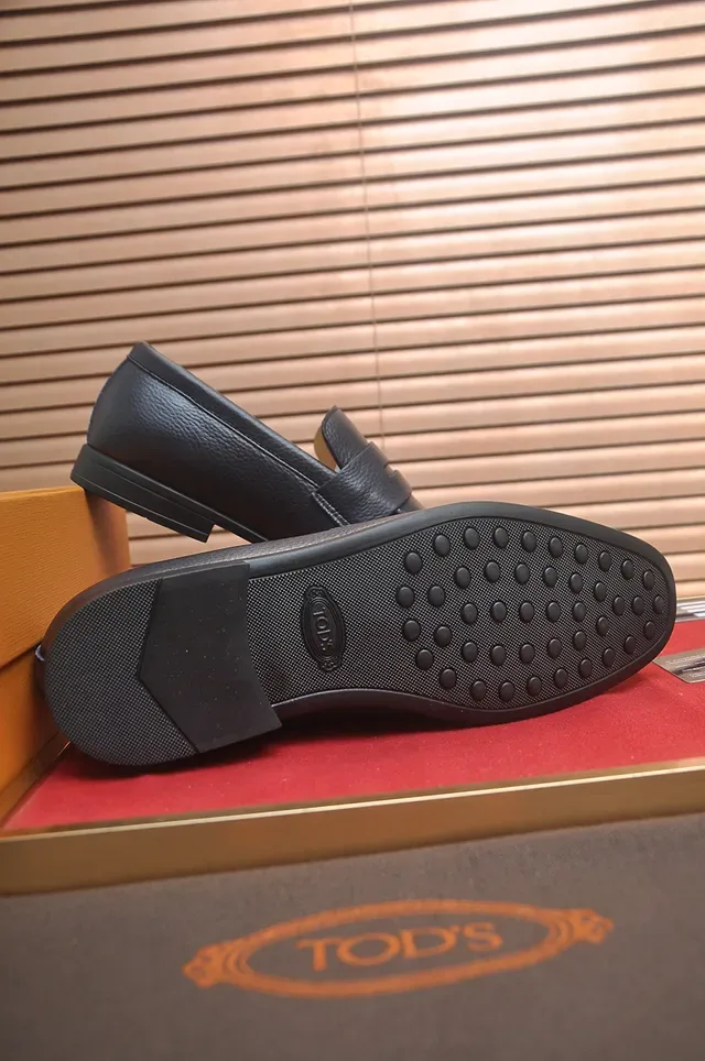 Tod's Penny Loafer Black Pebbled Leather Loafers 3