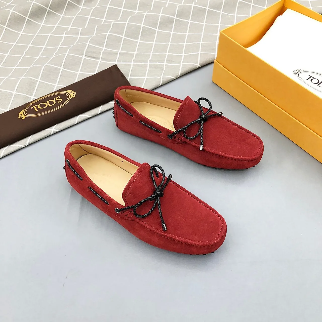 Tod's Rope Bow Loafer Red Black Suede Upper Detail Loafer 2
