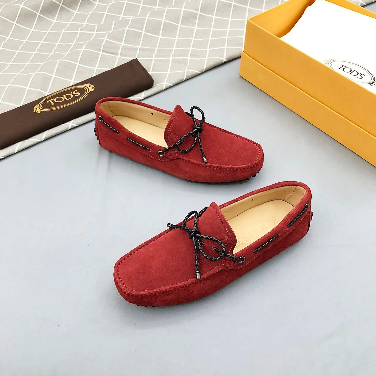 Tod's Rope Bow Loafer Red Black Suede Upper Detail Loafer 4