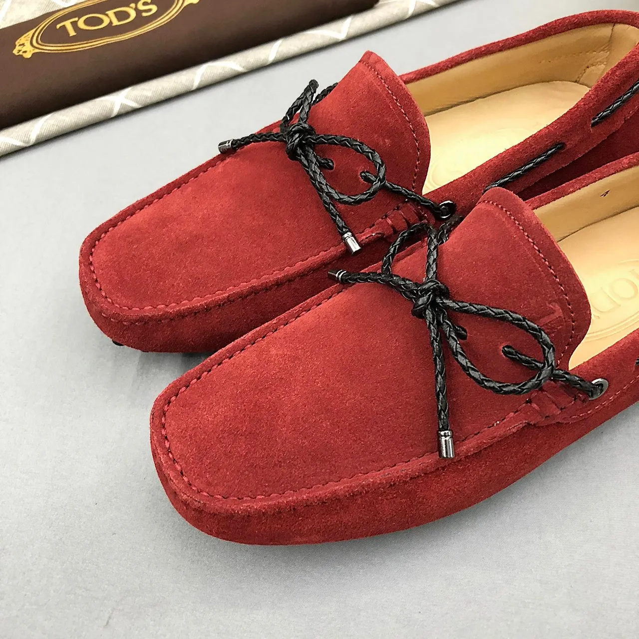 Tod's Rope Bow Loafer Red Black Suede Upper Detail Loafer 5