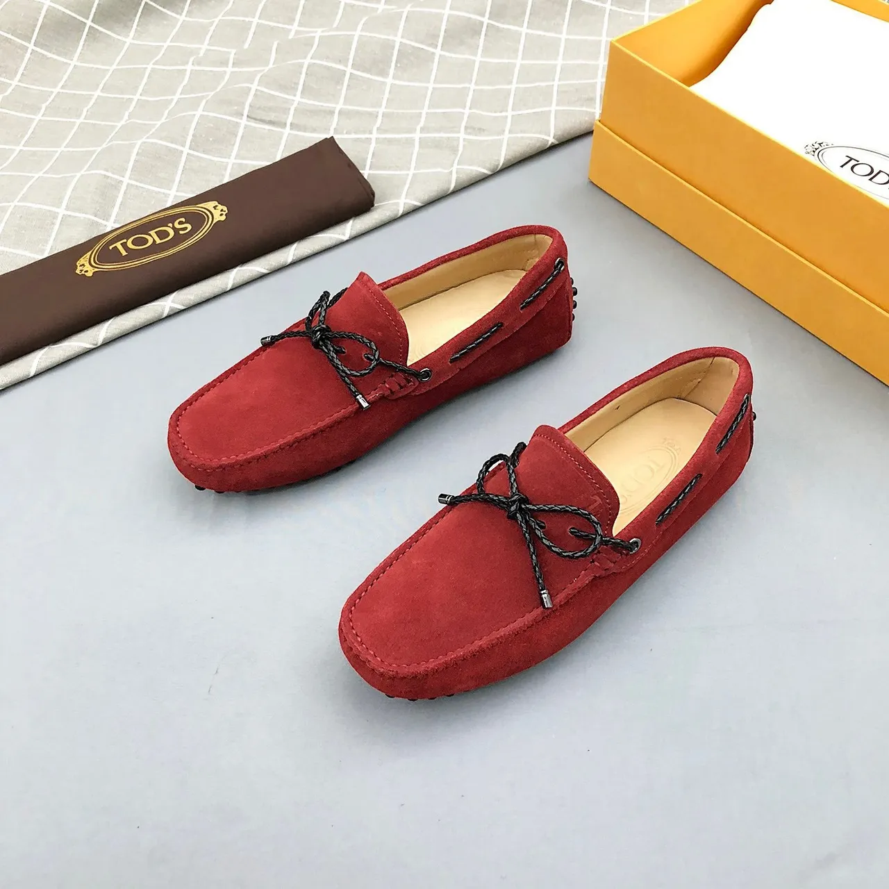 Tod's Rope Bow Loafer Red Black Suede Upper Detail Loafer 7