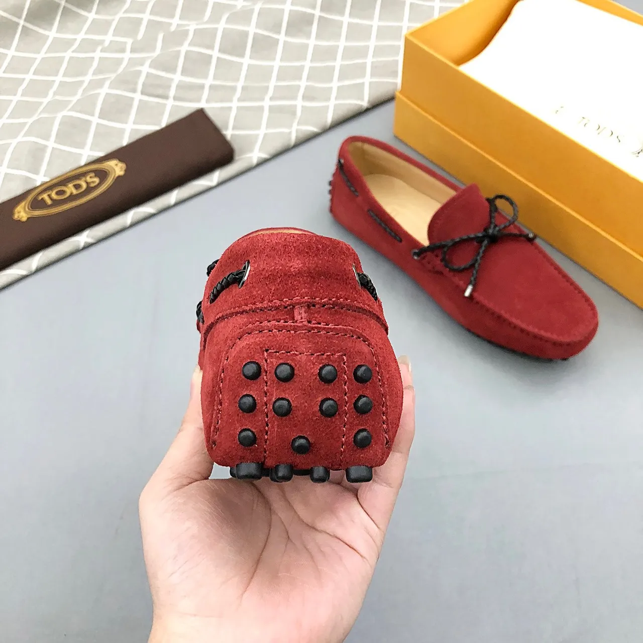 Tod's Rope Bow Loafer Red Black Suede Upper Detail Loafer 8