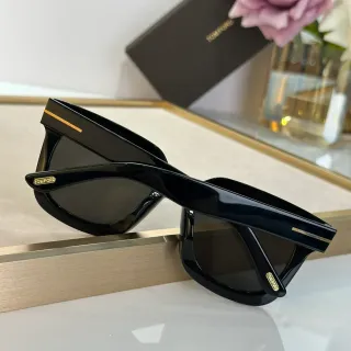 Tom Ford Cat-Eye Black Gold Glossy Acetate Angular Silhouette Sunglasses