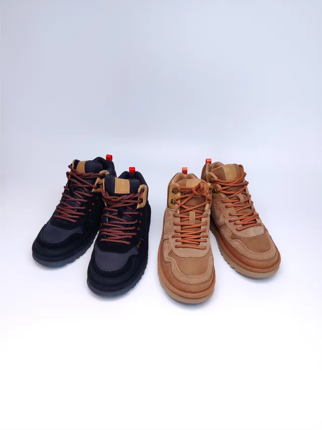 UGG काला नारंगी हाई-टॉप सूड-मेश हाइब्रिड अपर हाइकिंग बूट्स 2