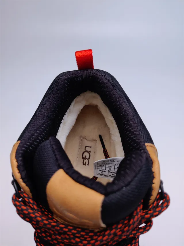 UGG काला नारंगी हाई-टॉप सूड-मेश हाइब्रिड अपर हाइकिंग बूट्स 9