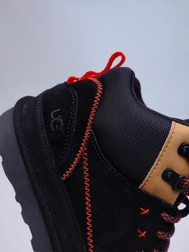 UGG काला नारंगी हाई-टॉप सूड-मेश हाइब्रिड अपर हाइकिंग बूट्स 11