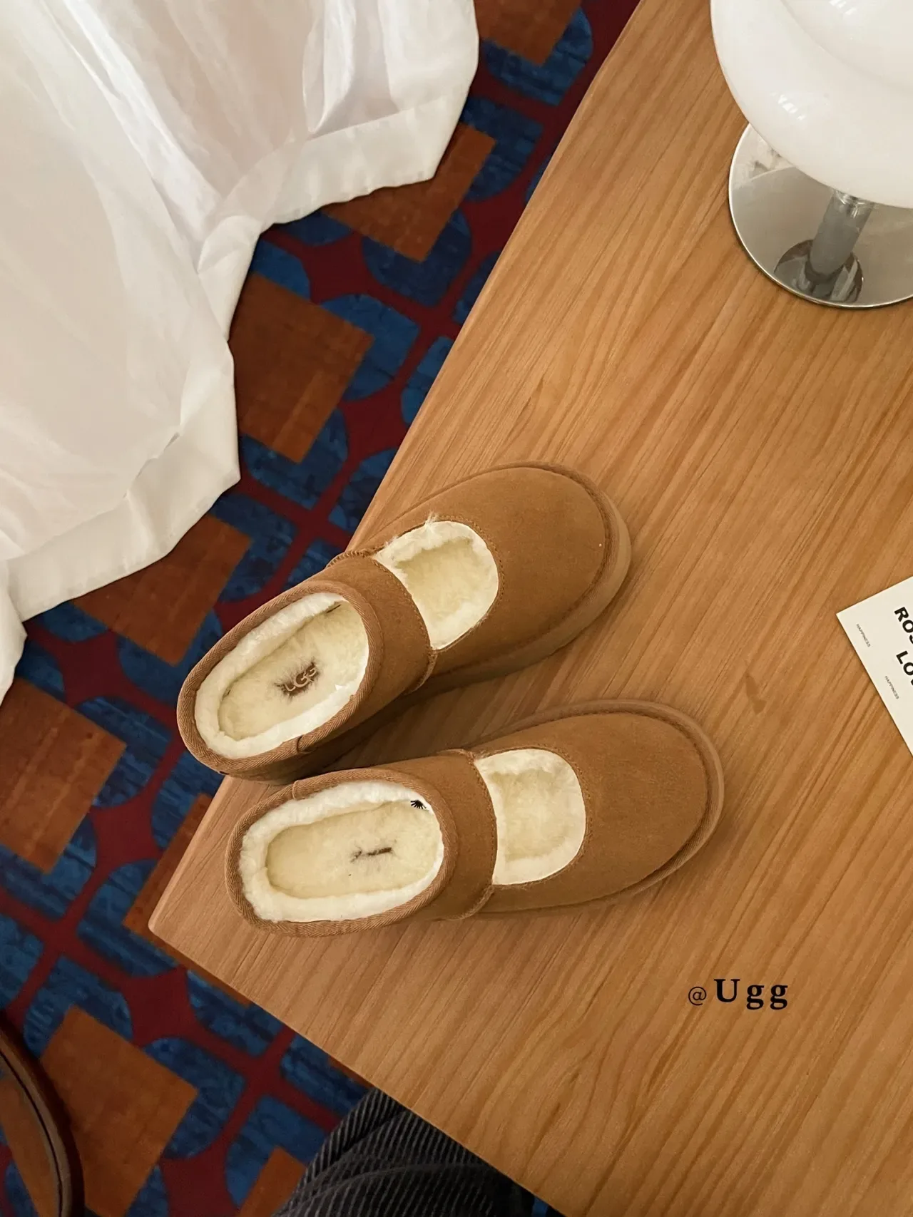 UGG 棕米色 麂皮 羊毛里 玛丽珍鞋 6