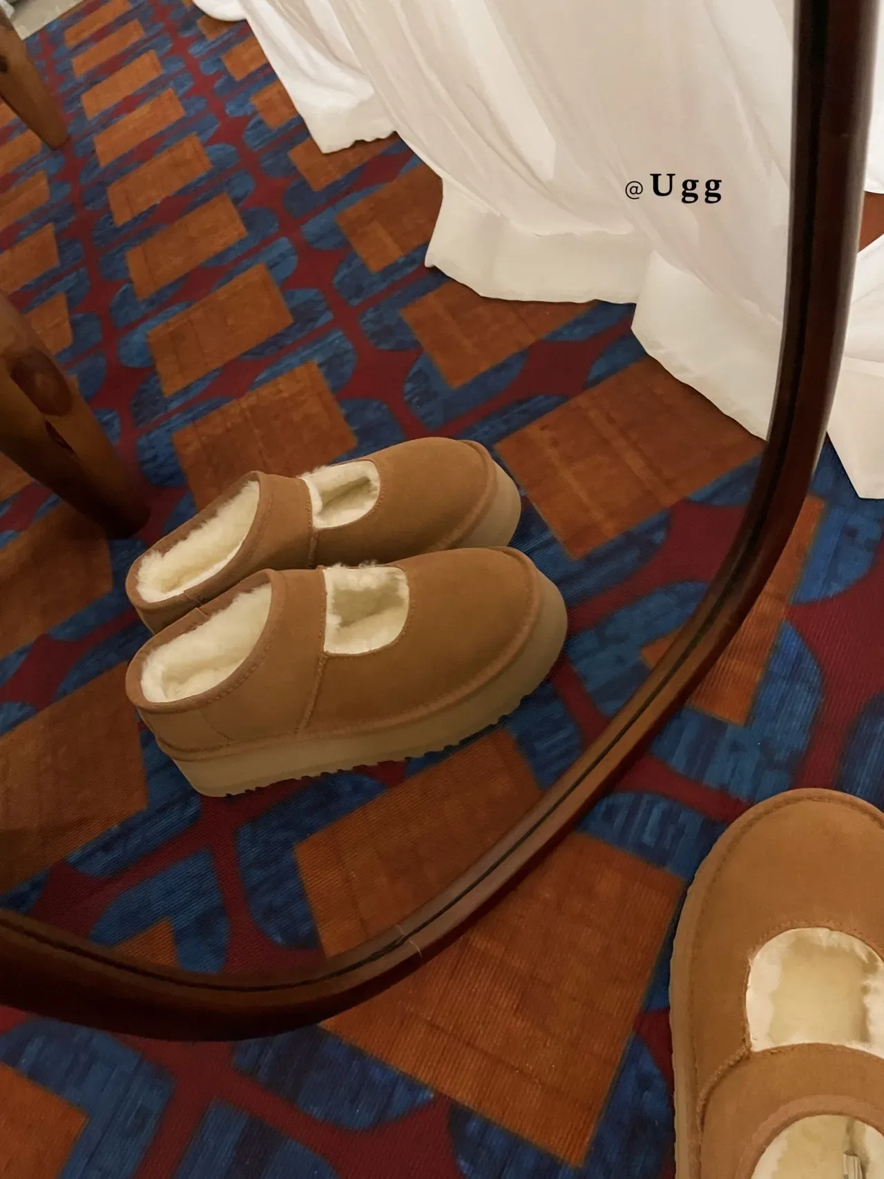 UGG 棕米色 麂皮 羊毛里 玛丽珍鞋 7