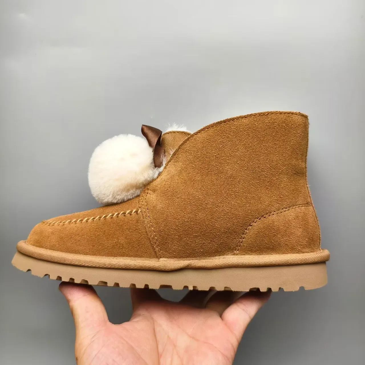 UGG Brown Beige Suede Upper Shearling-Lined Snow Boots 6