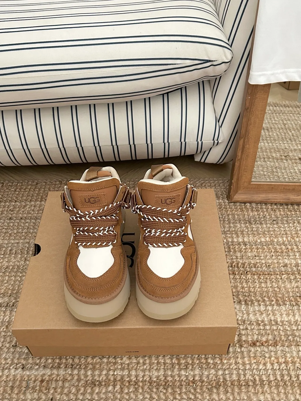 UGG Brown White Platform Sole Braided Rope Laces Chunky Sneakers 4