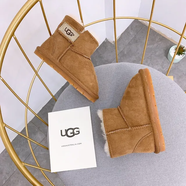UGG Classic Mini Dusty Pink Suede Shearling-Lined Snow Boots 6
