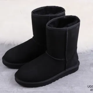 UGG Classic Short কালো সুড শিয়ারলিং-লাইন্ড স্নো বুটস