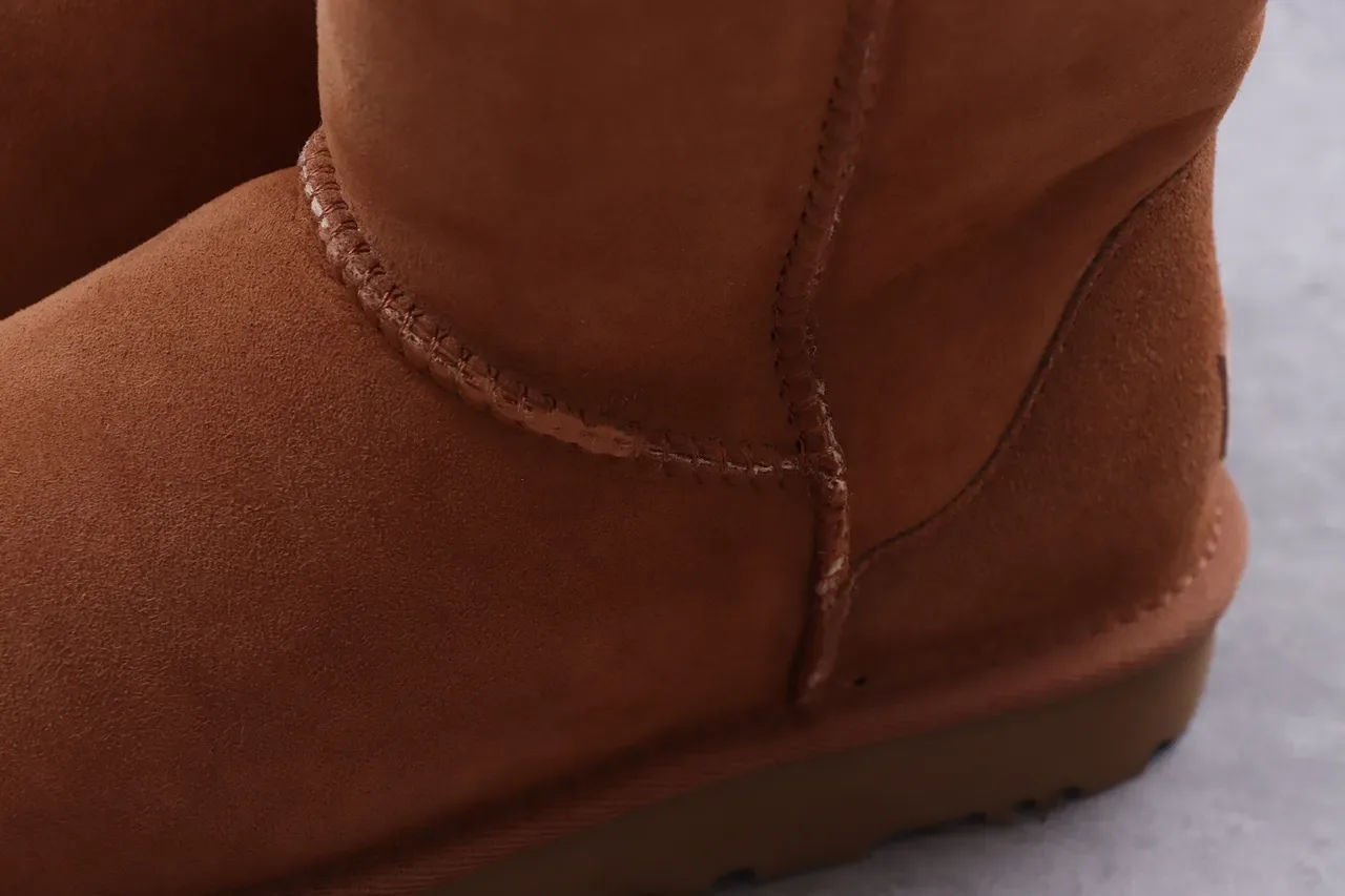 UGG Classic Short বাদামী সুয়েড শিয়ারলিং লাইন্ড স্নো বুট 6