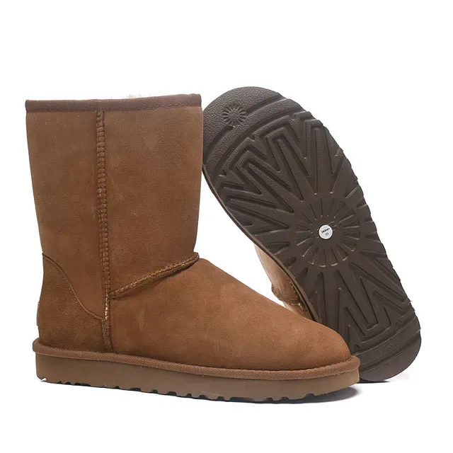 UGG Classic Short বাদামী সুয়েড শিয়ারলিং লাইন্ড স্নো বুট 12