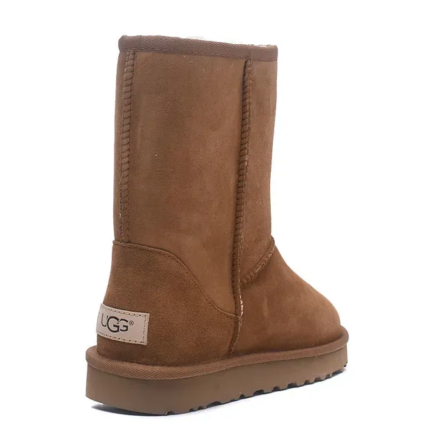 UGG Classic Short বাদামী সুয়েড শিয়ারলিং লাইন্ড স্নো বুট 14