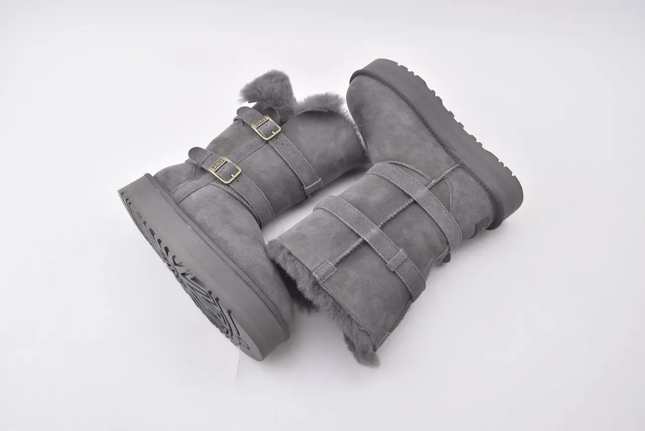 UGG 双扣羊毛里灰色雪靴 2