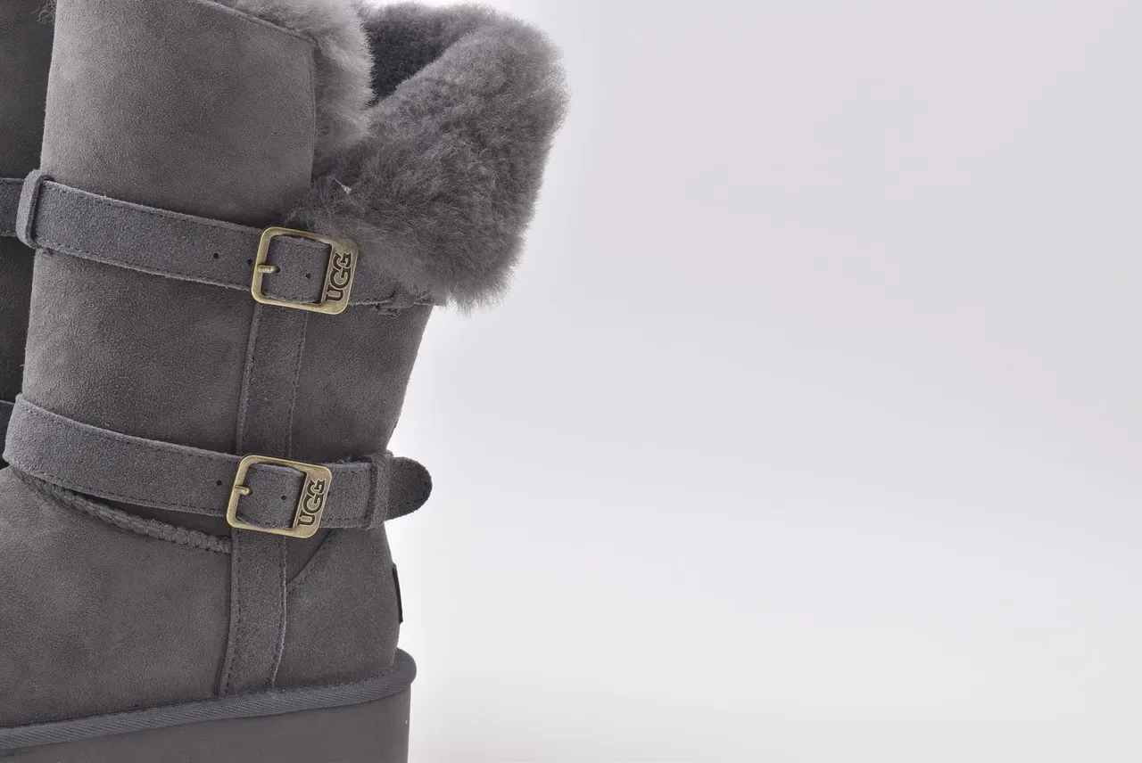 UGG 双扣羊毛里灰色雪靴 3