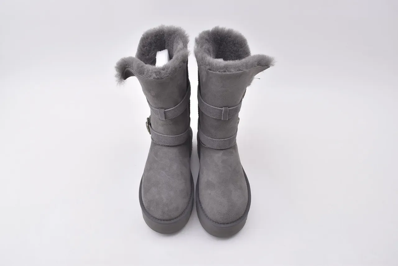 UGG 双扣羊毛里灰色雪靴 4