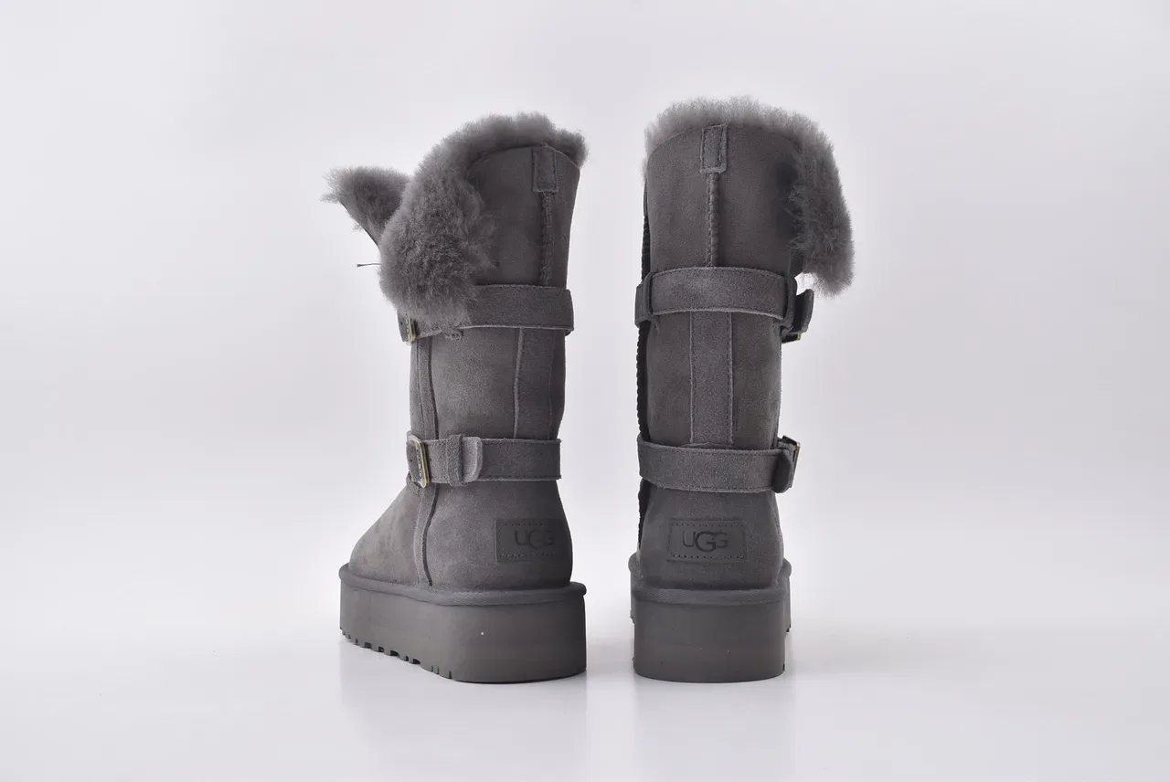 UGG 双扣羊毛里灰色雪靴 7