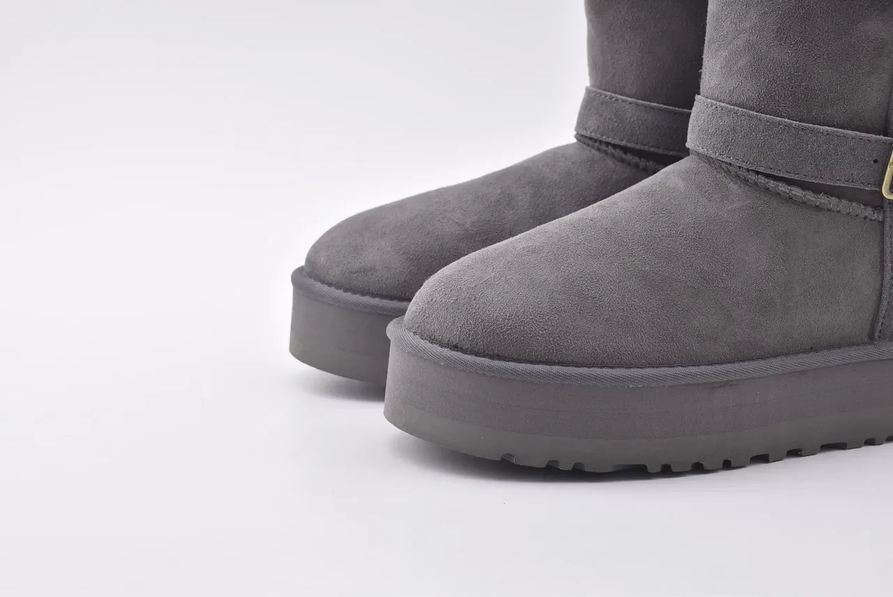 UGG 双扣羊毛里灰色雪靴 9