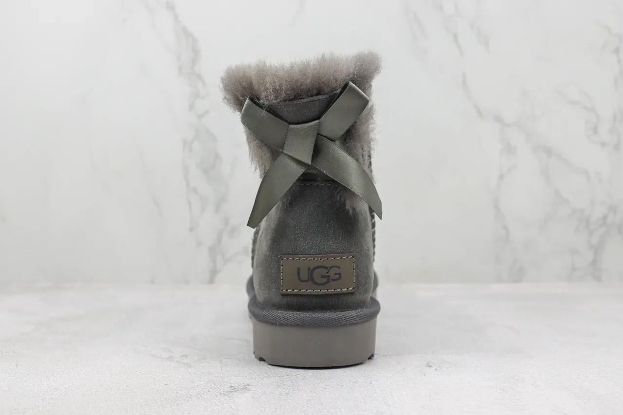 UGG Gray Suede Upper Shearling-Lined Cuff Snow Boots 4