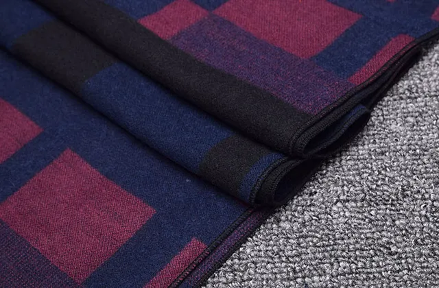 UGG Navy Burgundy Plaid Pattern Woven Texture Scarve 4