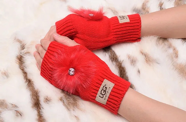 UGG Tasman Guantes negros sin dedos con puño ribeteado de punto 20
