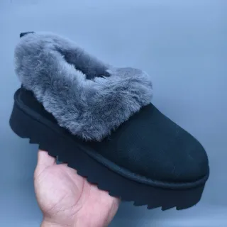UGG Tasman 黑灰 平台鞋底 羊毛内里 翻边 休闲鞋