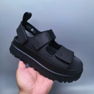 UGG Tasman صندل كاجوال أسود منصة إغلاق حزام مزدوج