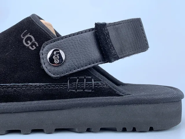 UGG Tasman Black Suede Strap Slippers 6