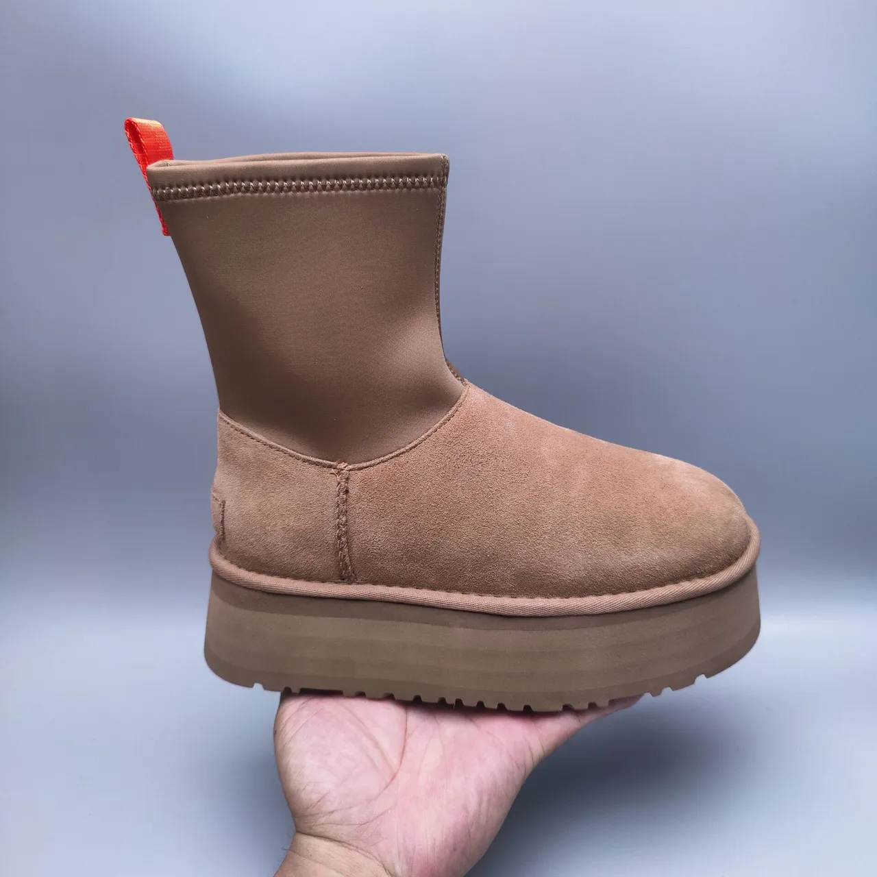 UGG Tasman भूरा लाल प्लेटफॉर्म सोल एलास्टिक निट कॉलर स्नो बूट्स 3