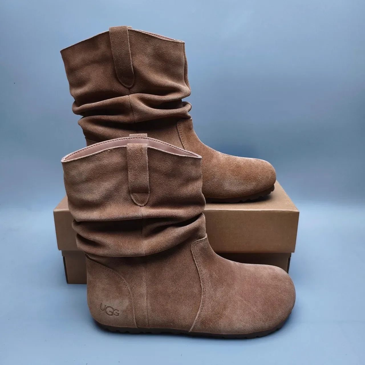 UGG Tasman 棕色 懒趴 折叠下轴 麂皮纹理 踝靴 5