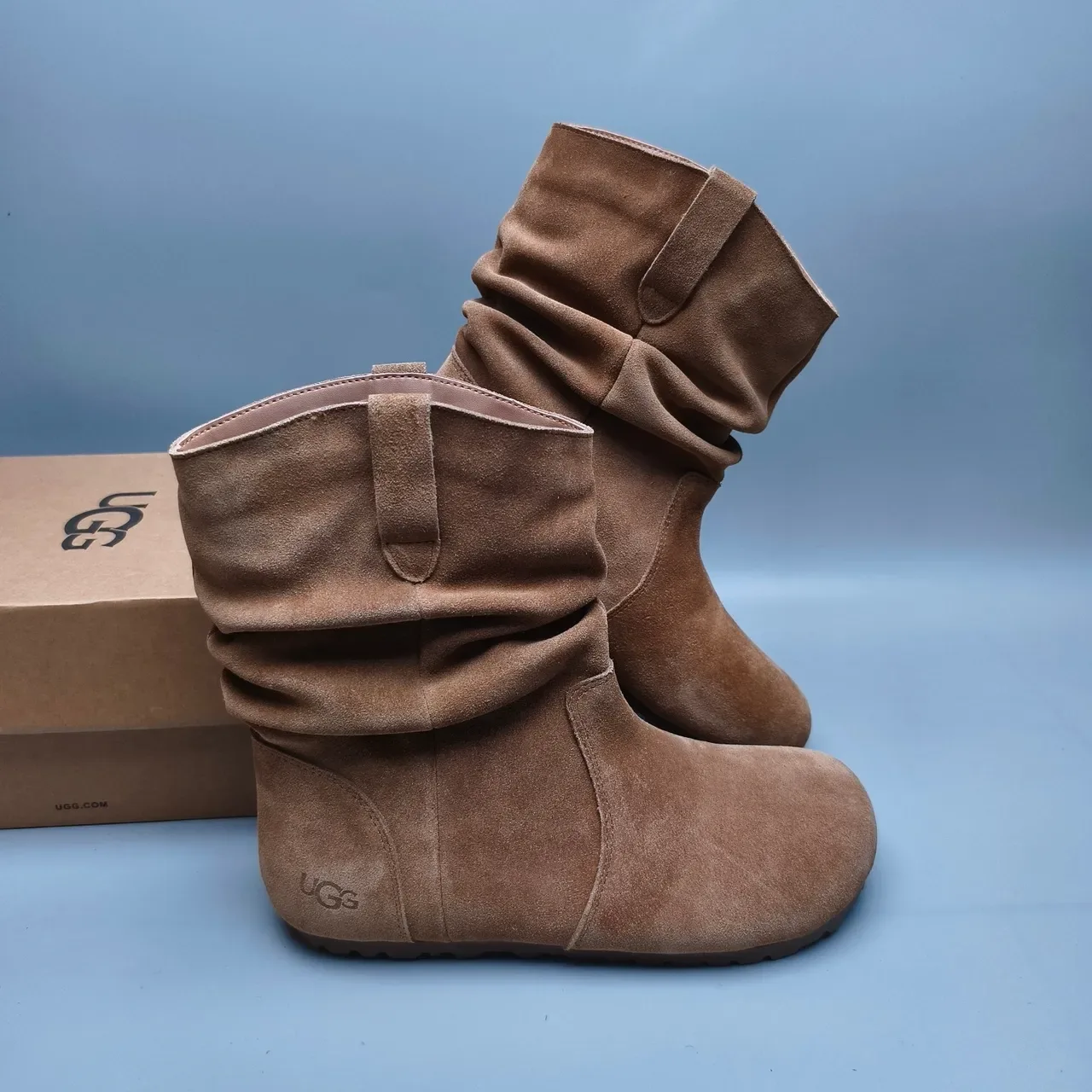 UGG Tasman 棕色 懒趴 折叠下轴 麂皮纹理 踝靴 6