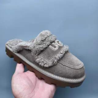 UGG Tasman Gray Brown Suede Upper Shearling Lining And Strap Casual Shoes
