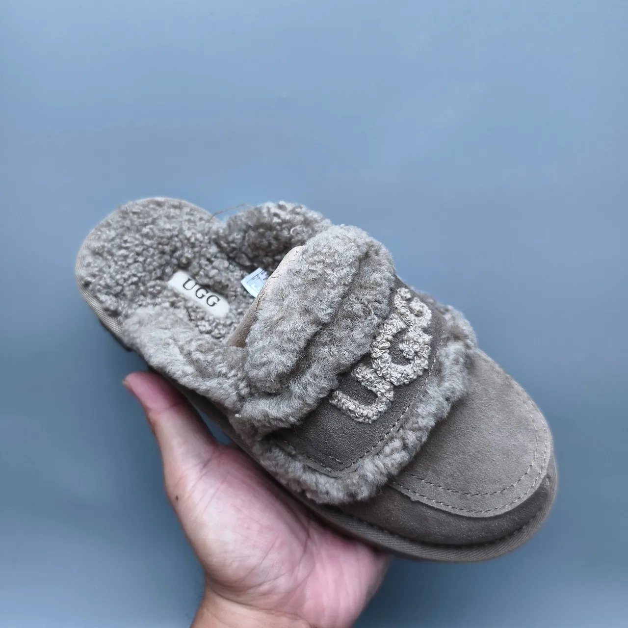 UGG Tasman Gray Brown Suede Upper Shearling Lining And Strap Casual Shoes 3