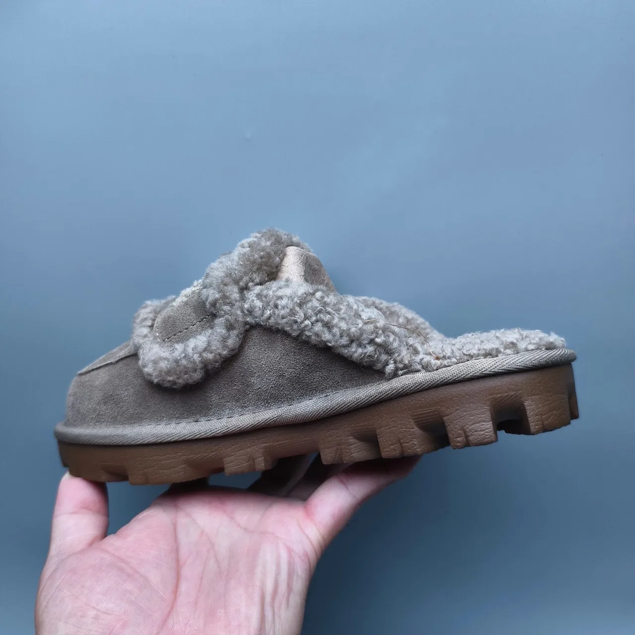 UGG Tasman Gray Brown Suede Upper Shearling Lining And Strap Casual Shoes 4